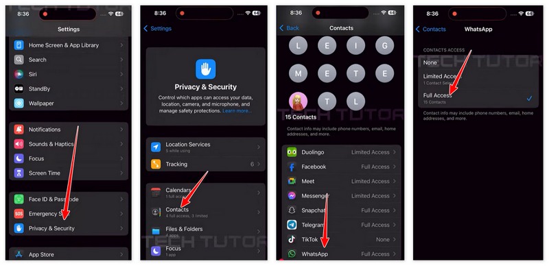 Sincronizar contatos do WhatsApp para iPhones mais recentes