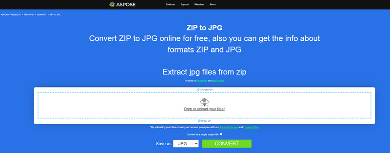 Aspose conversor de ZIP para JPG