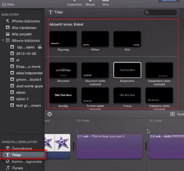 Adicionar legendas no iMovie 10