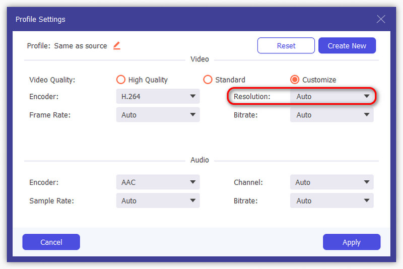 Alteração nas configurações