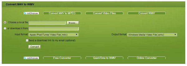 Arquivo M4V para WMV online