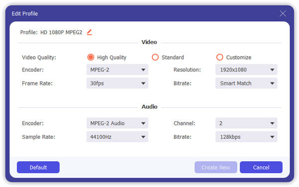 Configurações MPEG