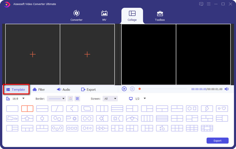 Selecione o layout dividido