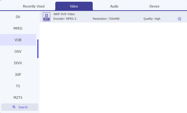 Set VOB AS Output Video Format