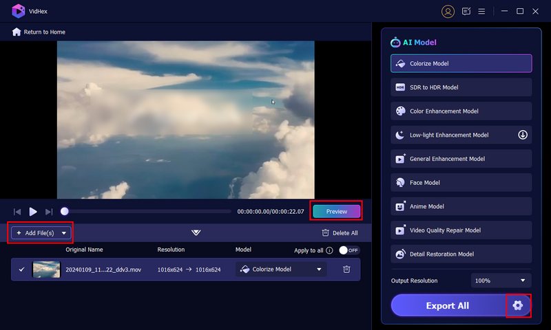 Colorir e exportar no Vidhex