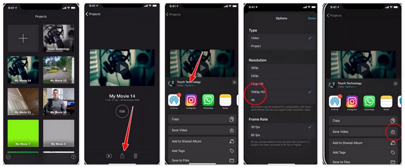 Converter para HD no iMovie (iOS)