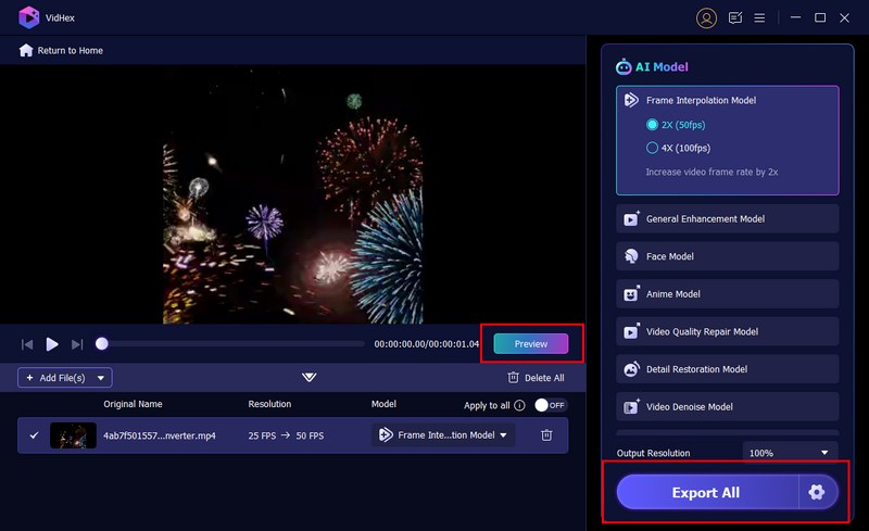 Interpolar quadros em Vidhex