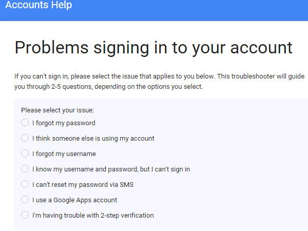 Todos os problemas ao fazer login na sua conta